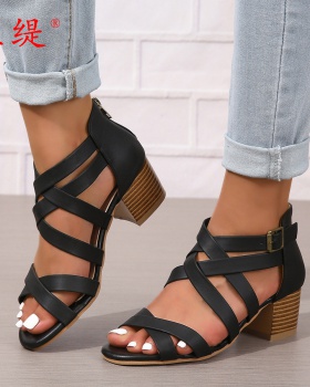 Fashion round zip European style thick sandals
