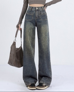 Spring high waist pants mopping loose jeans for women