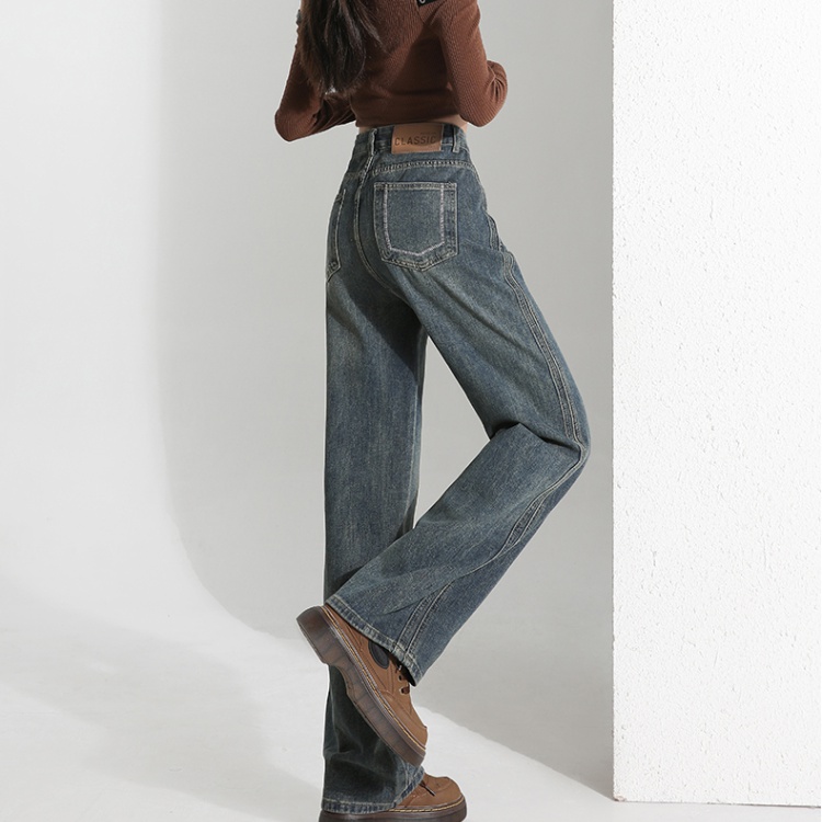 Mopping wide leg jeans straight pants for women