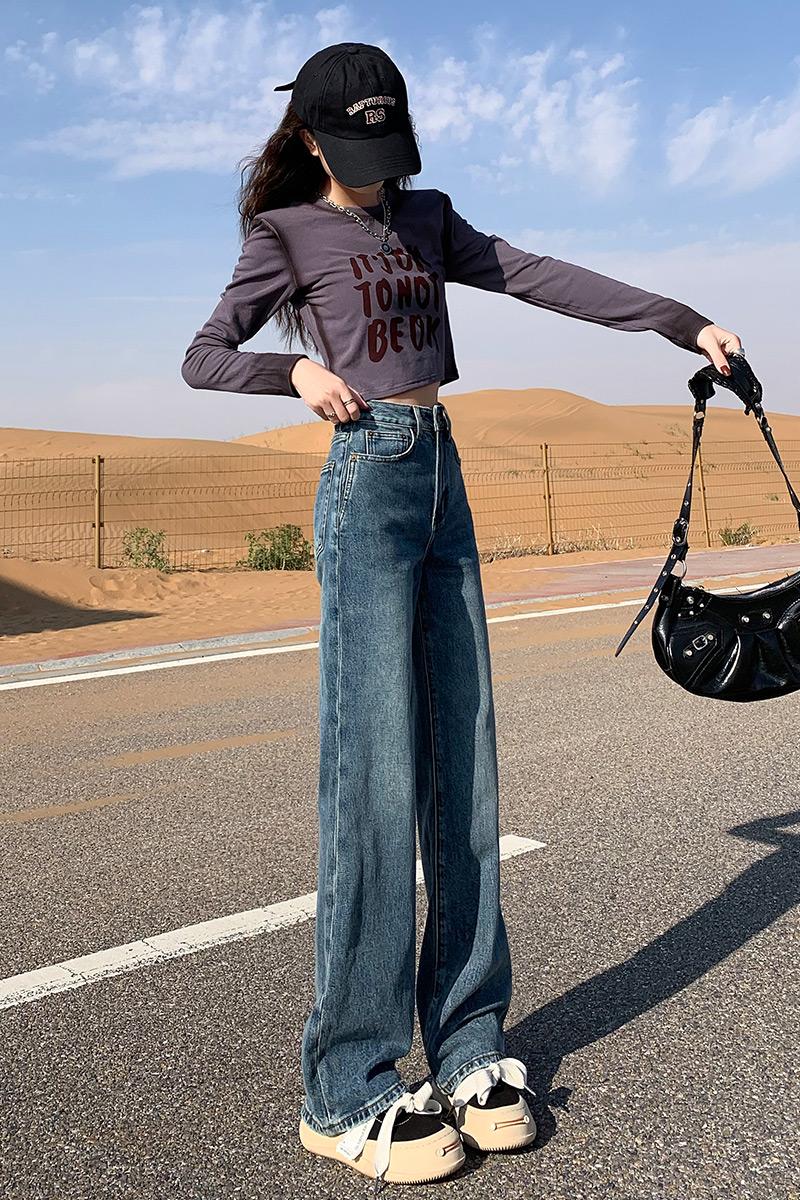 Slim high quality retro elasticity straight jeans for women