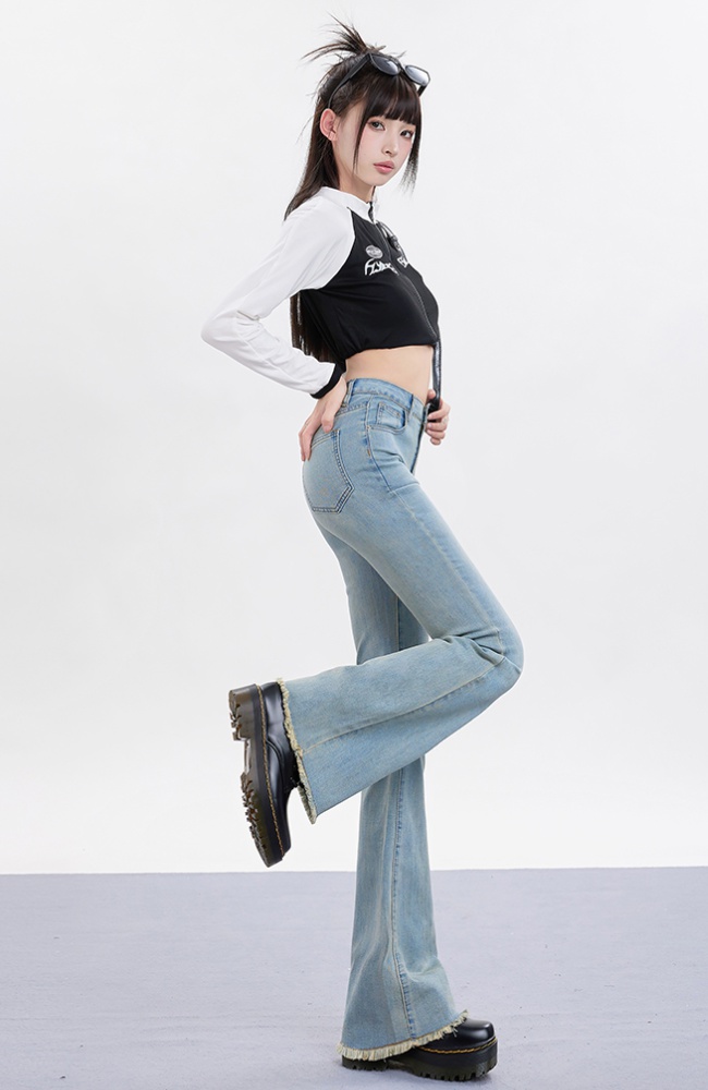 Lengthen micro speaker jeans slim long pants for women
