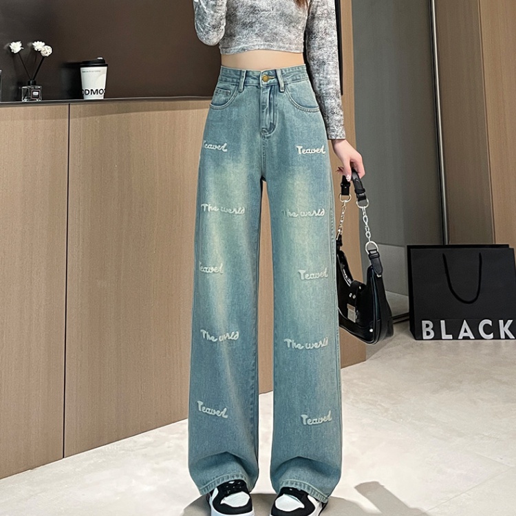 Spring and autumn jeans slim wide leg pants for women