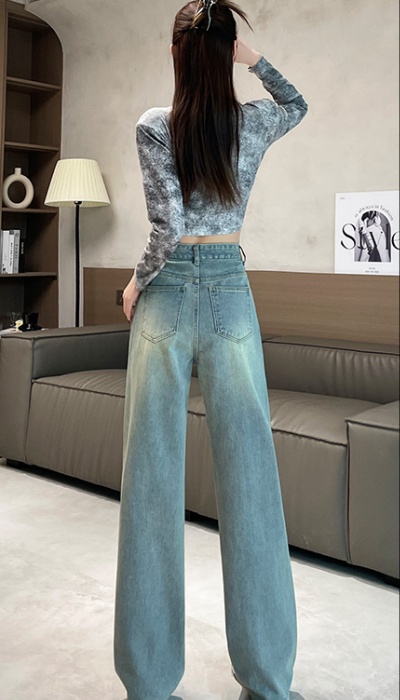 Spring and autumn jeans slim wide leg pants for women
