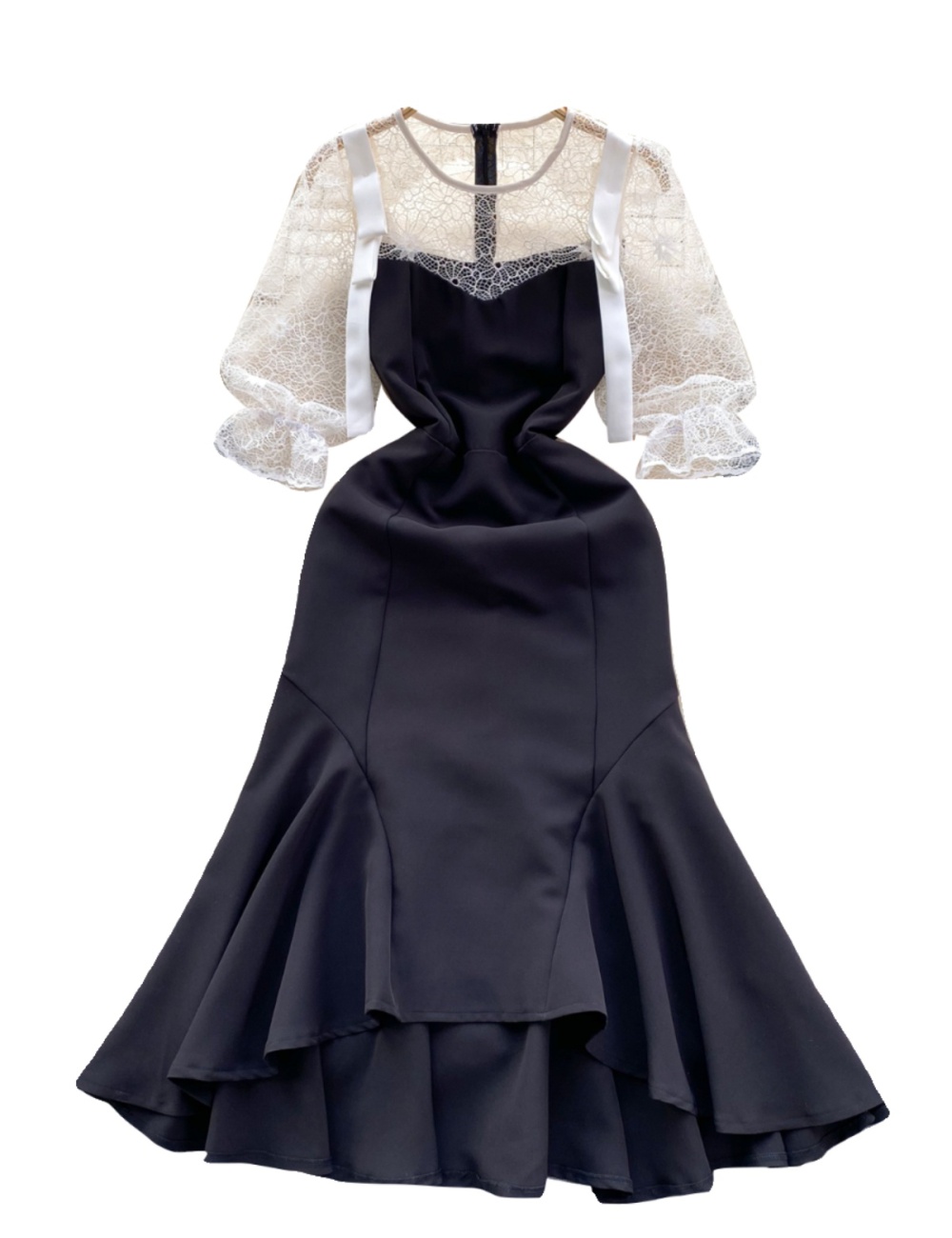 Lace temperament dress splice France style formal dress