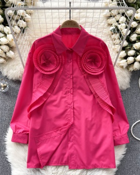 Spring stereoscopic colors tops niche crimp shirt for women