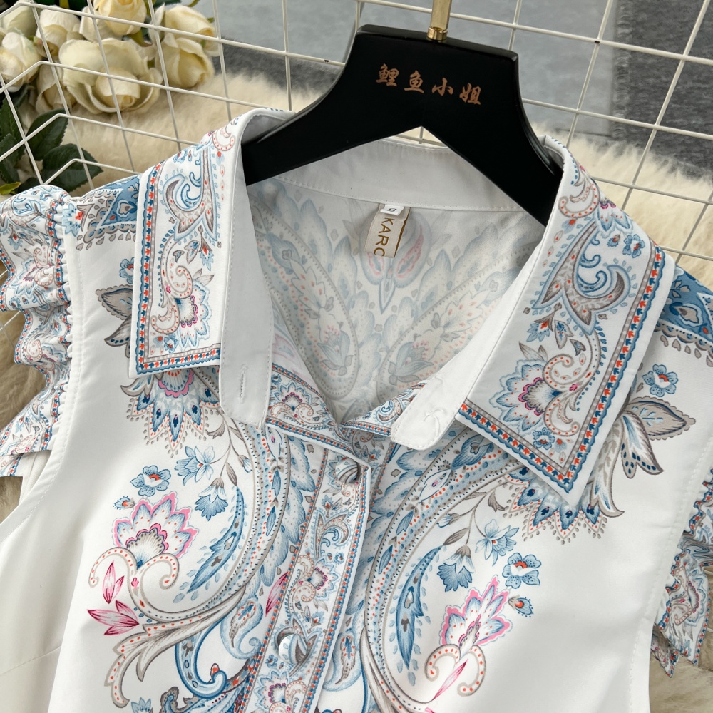 Shirt collar printing dress European style formal dress