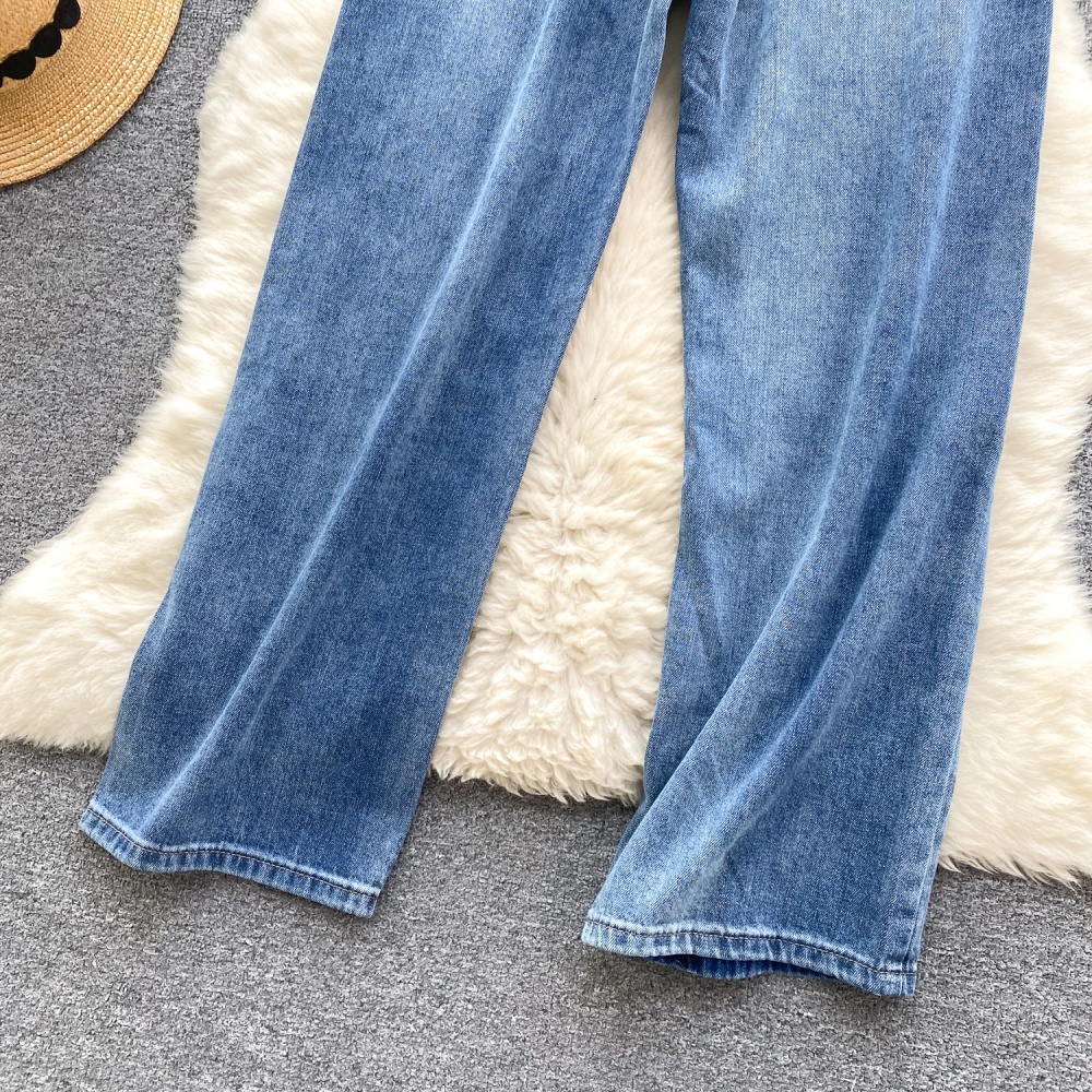 All-match jeans high waist wide leg pants for women