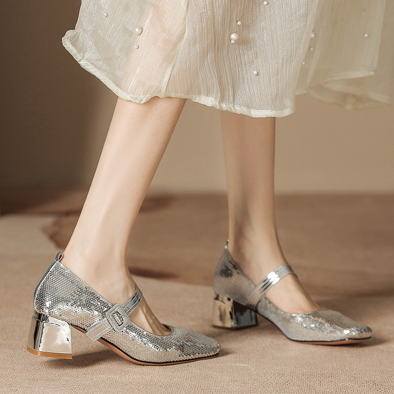 Temperament glitter high-heeled shoes for women