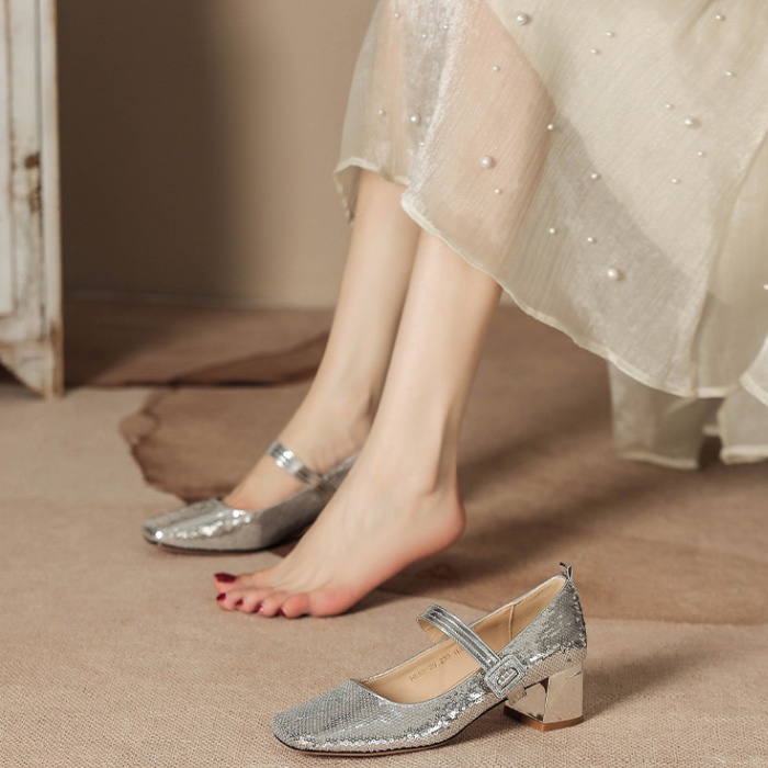 Temperament glitter high-heeled shoes for women