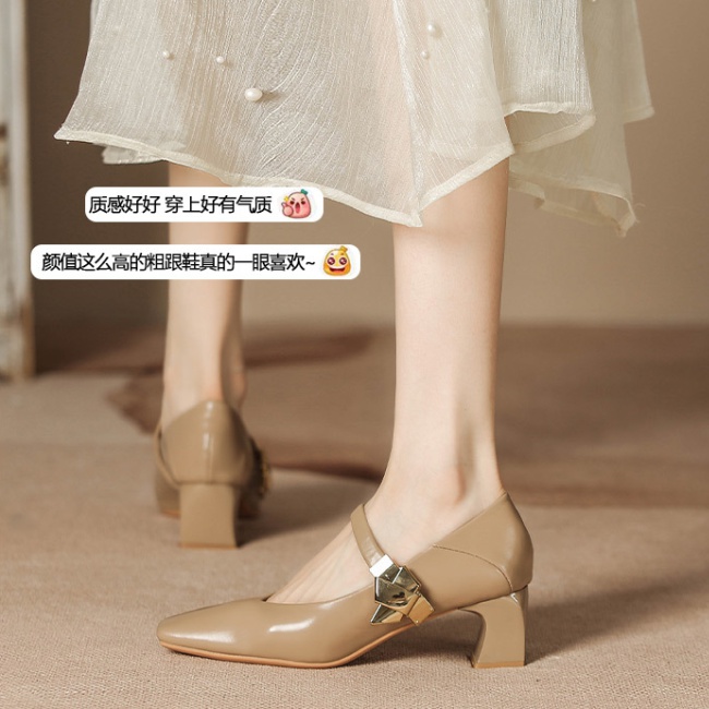 Spring small square head high-heeled shoes for women