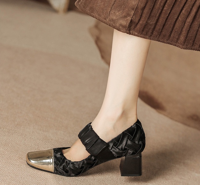 Mixed colors fold shoes satin high-heeled shoes for women