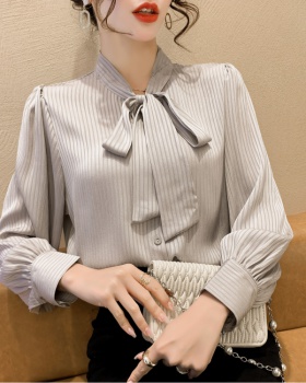 Casual loose chiffon shirt stripe shirt for women