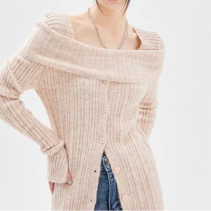 Slim single-breasted France style sweater for women