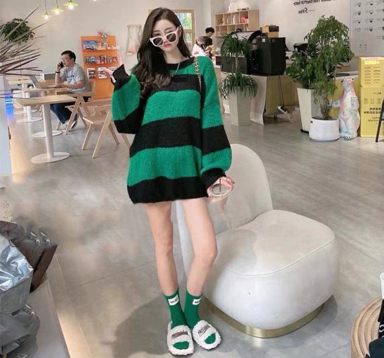 Pullover stripe Korean style tops long autumn sweater