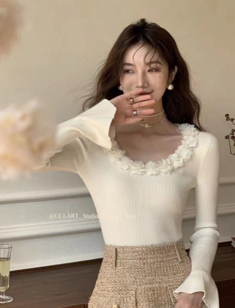 Autumn flowers sweater sweet tops for women