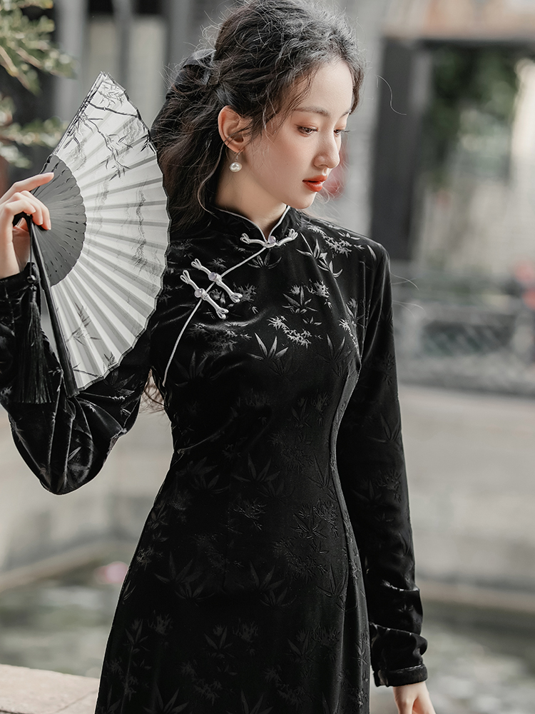 Autumn and winter cheongsam dress for women