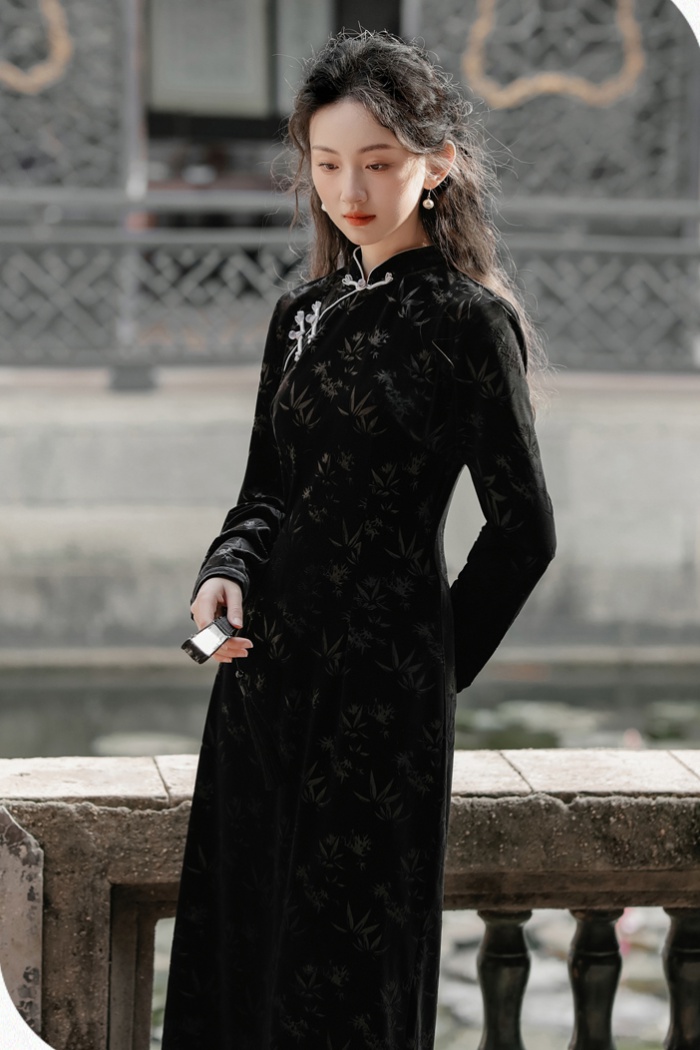 Autumn and winter cheongsam dress for women
