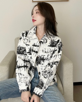 Korean style short spring and autumn retro artistic jacket