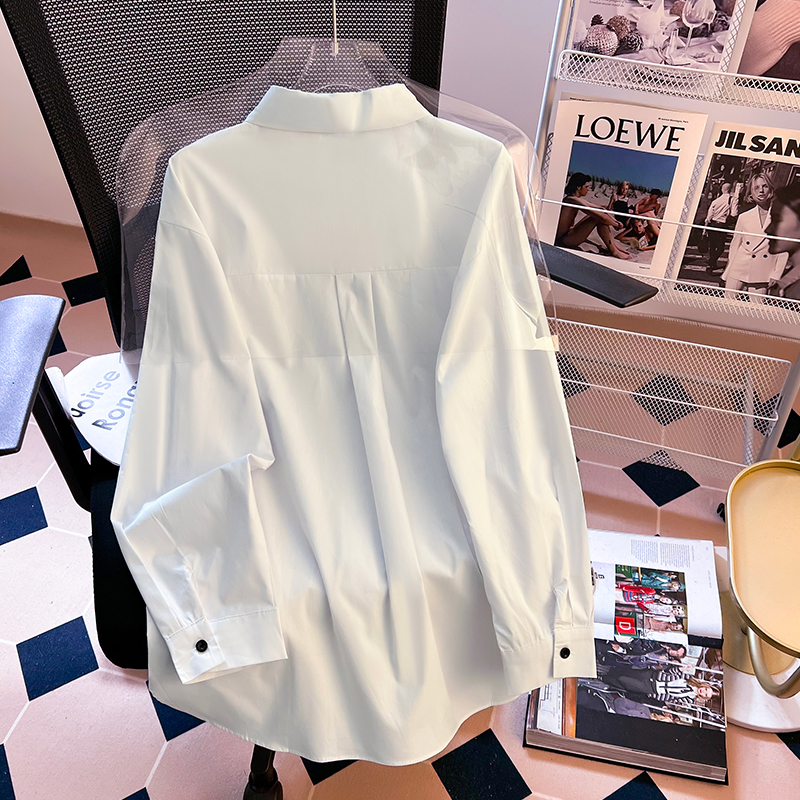 Spring thin loose sun shirt Casual niche white tops for women