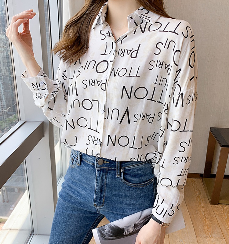 Long sleeve personality tops Casual loose shirt for women