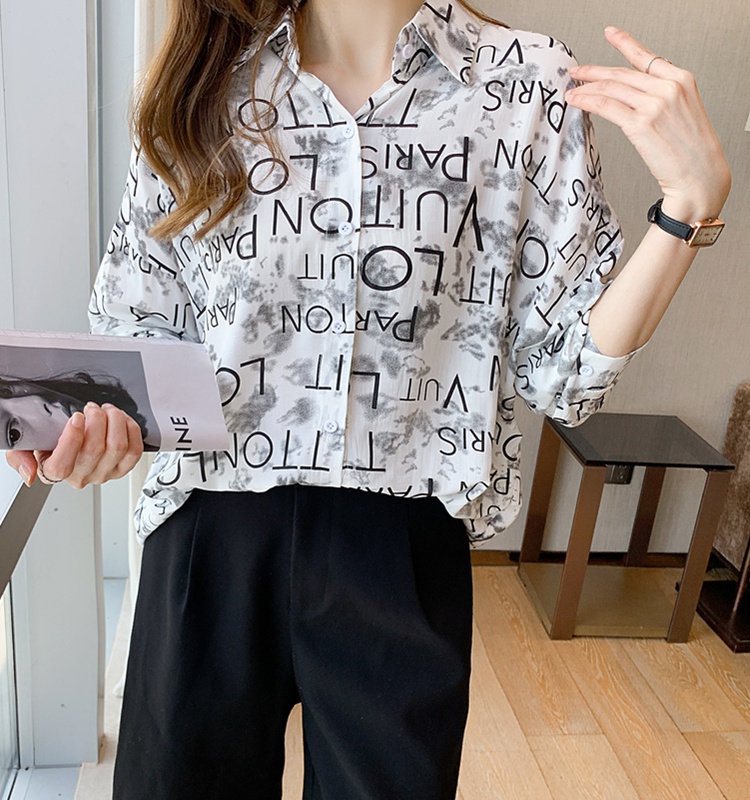 Long sleeve personality tops Casual loose shirt for women