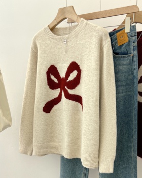 Autumn and winter red butterfly sweater for women