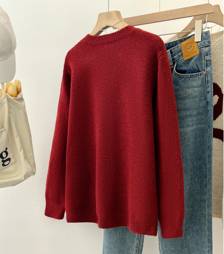 Autumn and winter red butterfly sweater for women
