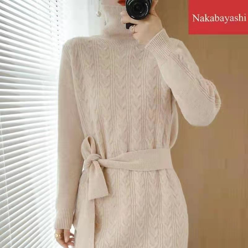 Autumn and winter sweater knitted long dress for women