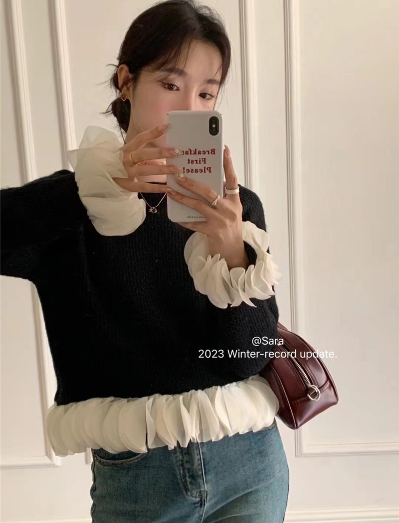 Round neck sweater autumn and winter tops for women