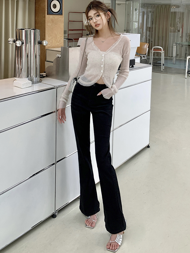 High waist flare pants show high jeans for women