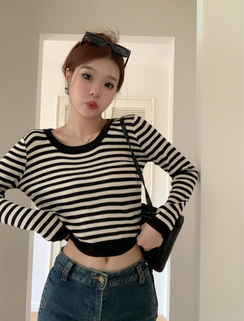 Long sleeve T-shirt knitted tops for women