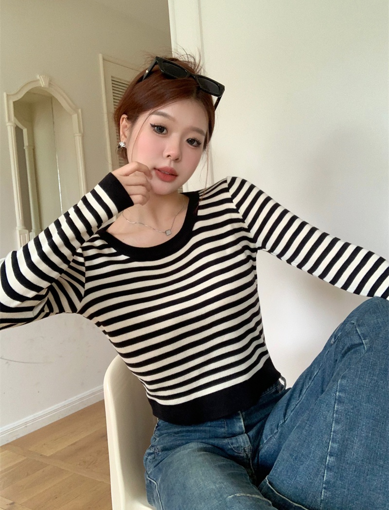 Long sleeve T-shirt knitted tops for women