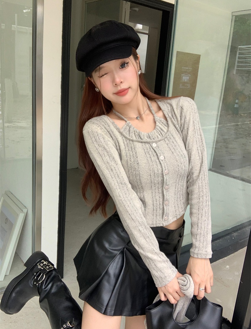 Buckle autumn and winter tops knitted scarves for women