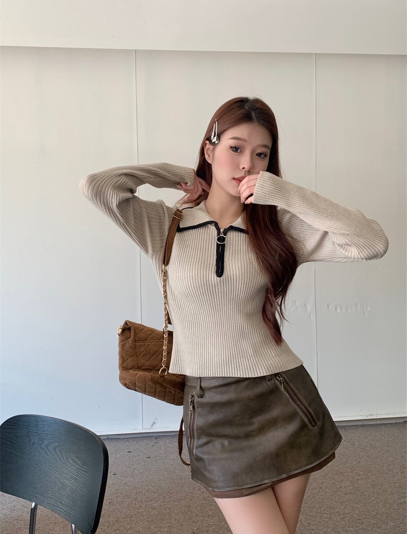 Autumn and winter mixed colors tops retro sweater