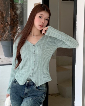 V-neck sweater long sleeve tops for women