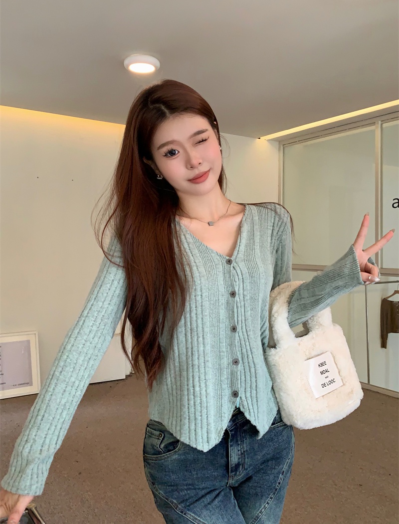V-neck sweater long sleeve tops for women