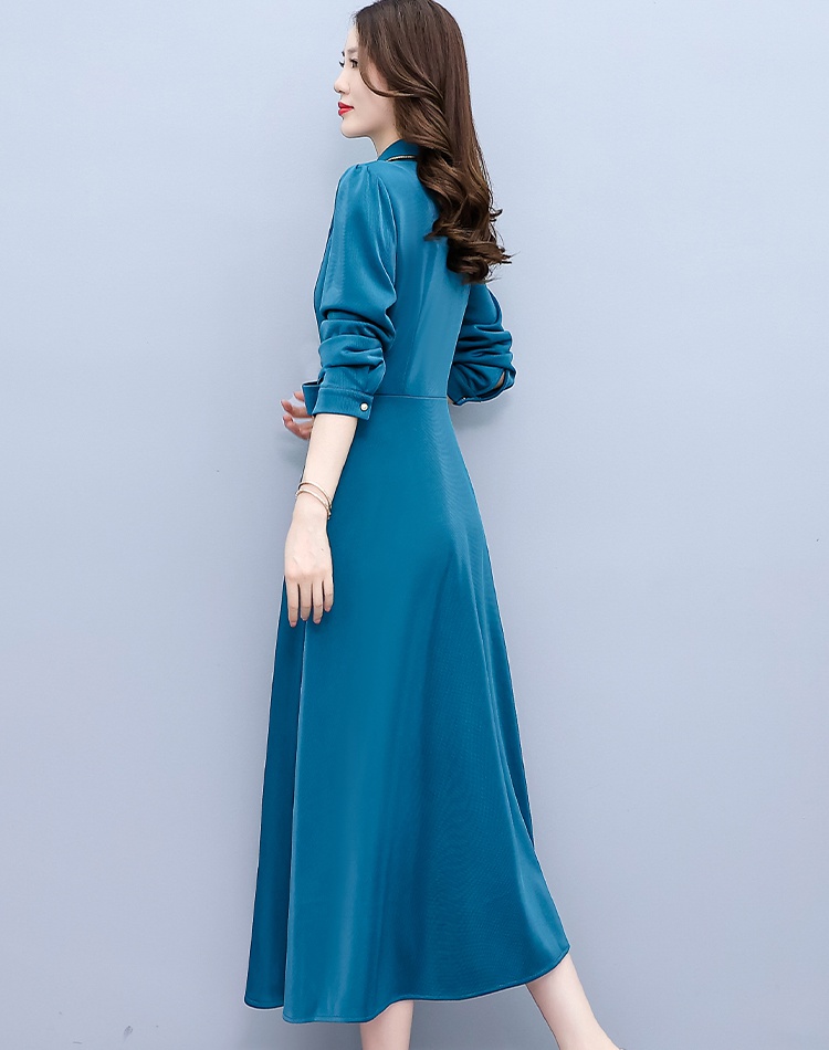 Long sleeve long fashion spring slim Korean style dress for women