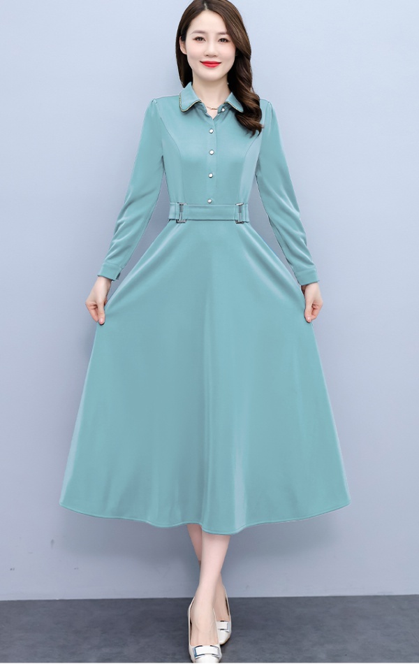 Long sleeve long fashion spring slim Korean style dress for women