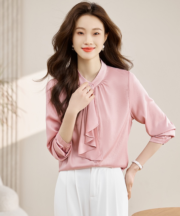 Long sleeve purple France style spring shirt for women