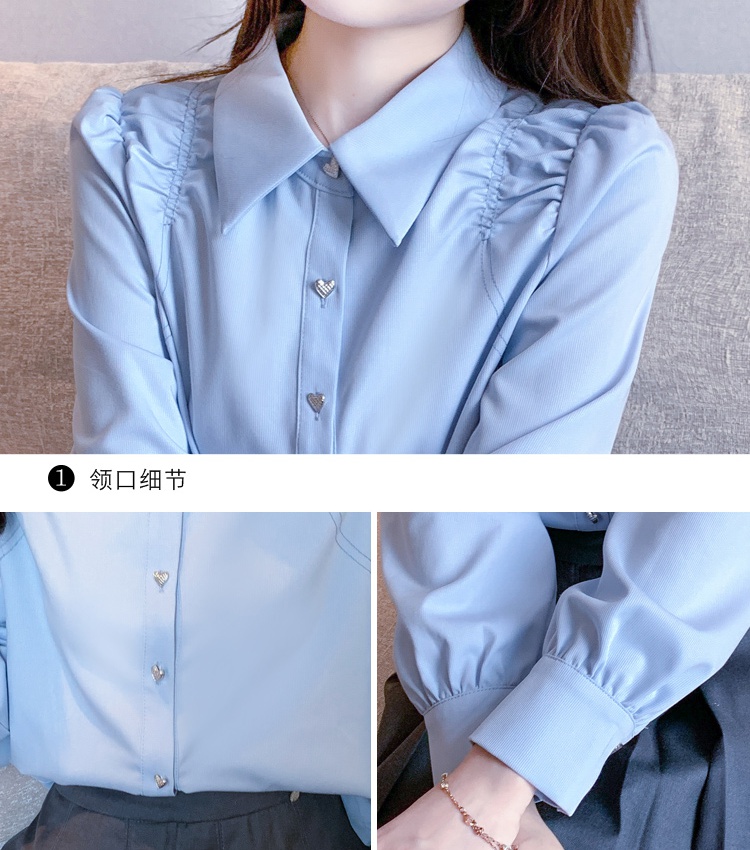 Refinement long sleeve blue small shirt spring niche shirt