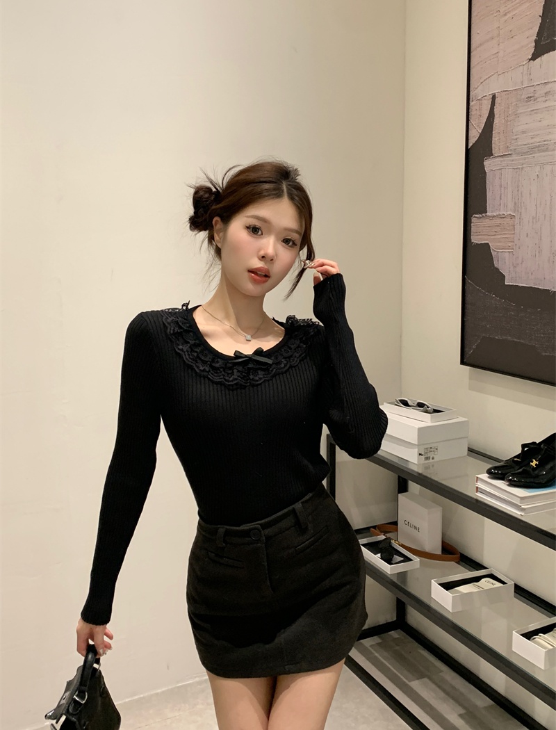 Lace sweater autumn and winter tops for women