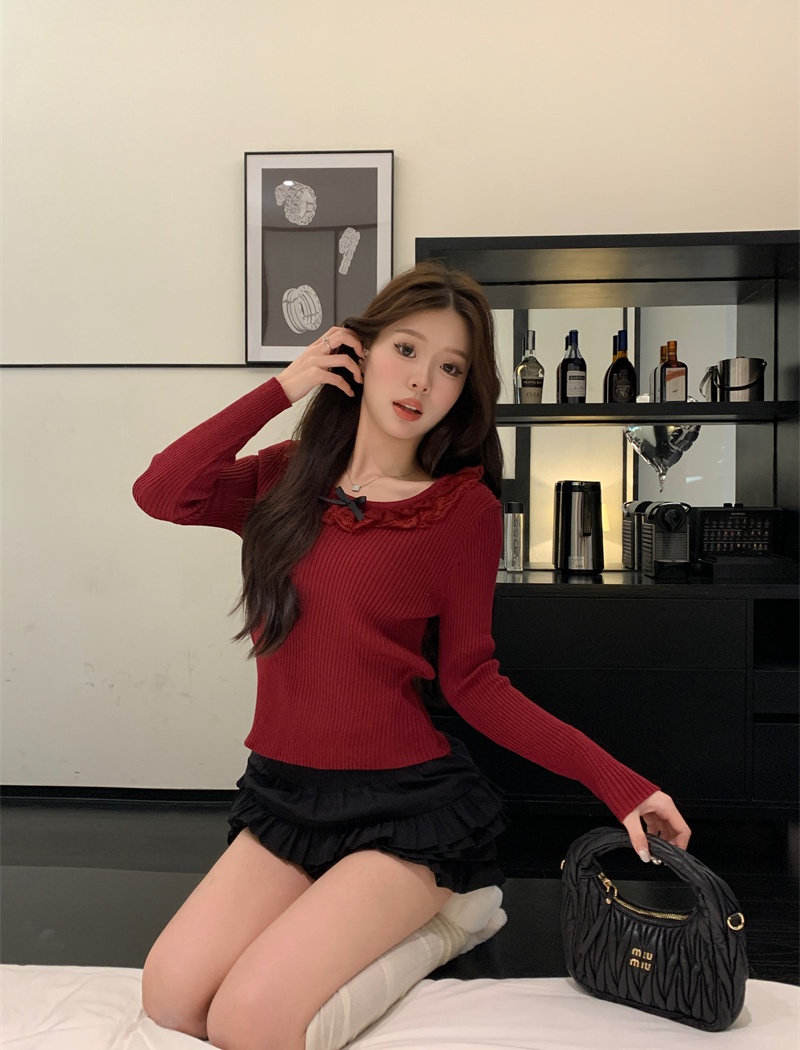 Lace sweater autumn and winter tops for women