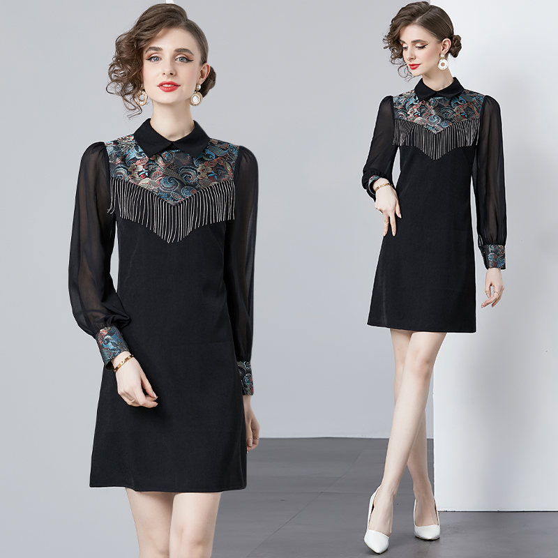 Chinese style Casual black elegant temperament dress