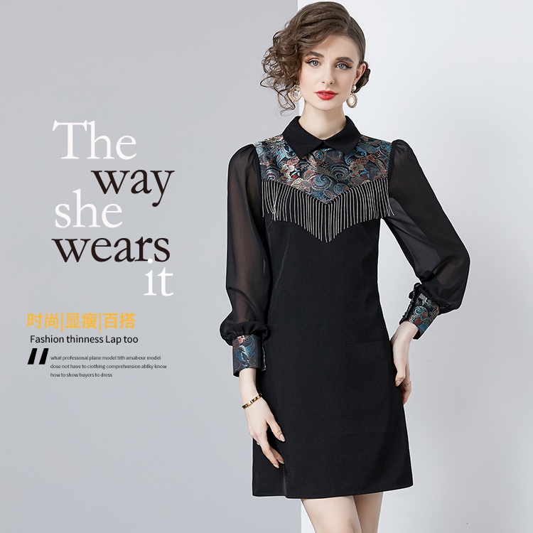 Chinese style Casual black elegant temperament dress
