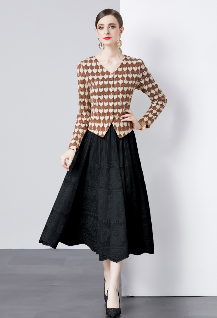 Big skirt Korean style small shirt sueding skirt 2pcs set