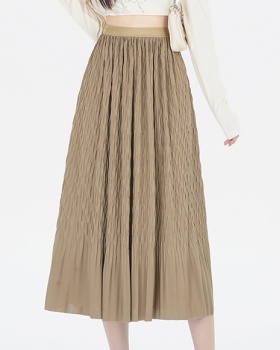 Pleated Korean style skirt A-line long dress for women