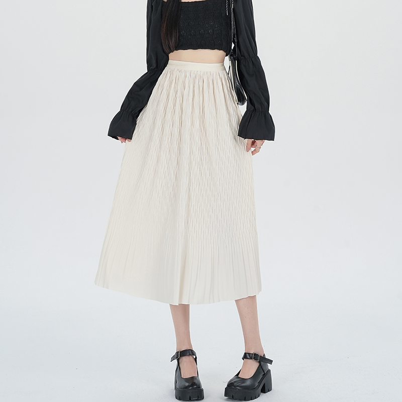 Pleated Korean style skirt A-line long dress for women
