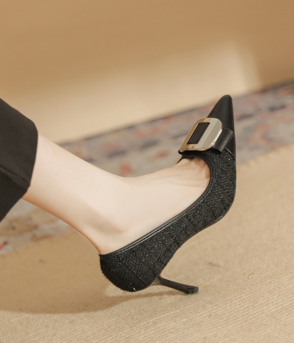 Metal buckles high-heeled shoes shoes for women