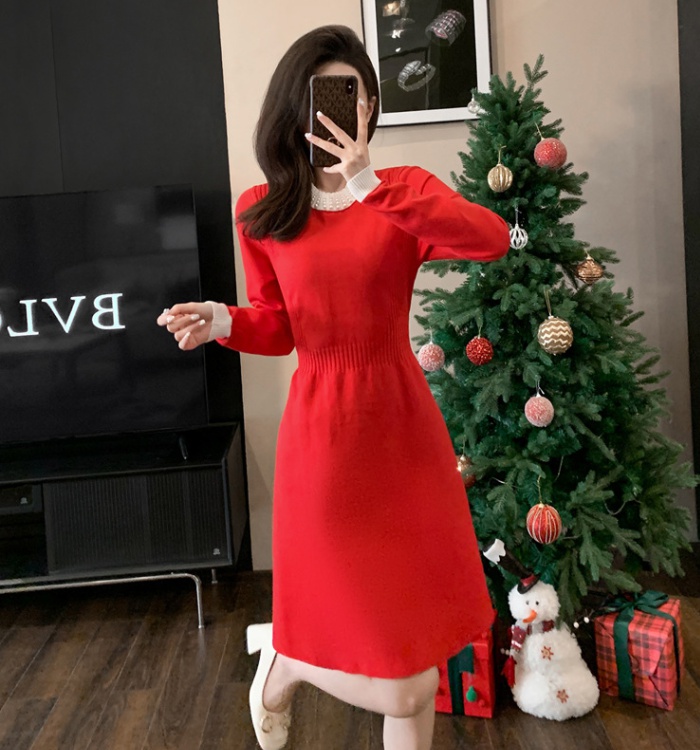 Red sweater dress long dress for women