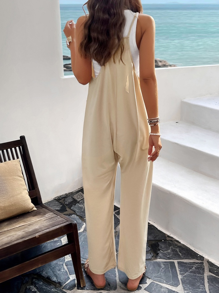 Slim Casual spring and summer sling pure jumpsuit for women